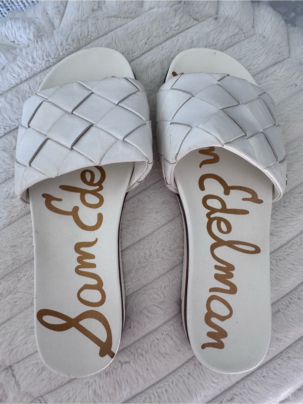 Sam Edelman Adaley Woven Leather Slide Sandals White Size 8